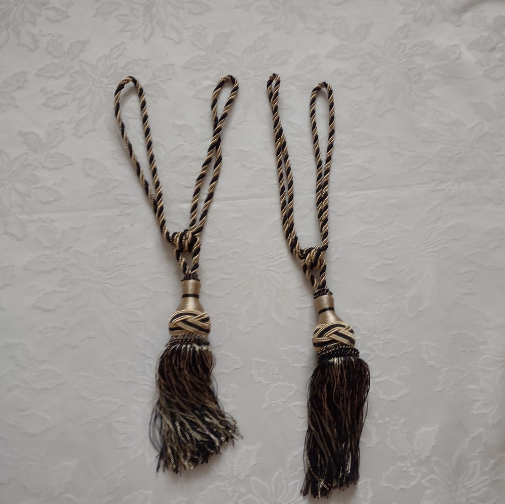 Luxury Regal 2 Tassel tieback golden black Twisted rope For drapes curtain